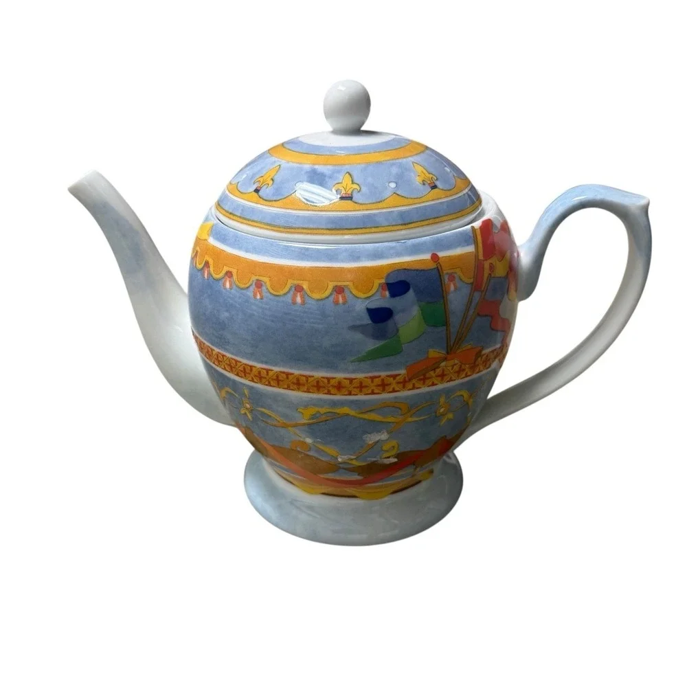 Williams-Sonoma‎ Teapot & Lid Porcelain Montgolfiere Hot Air Balloon Pattern